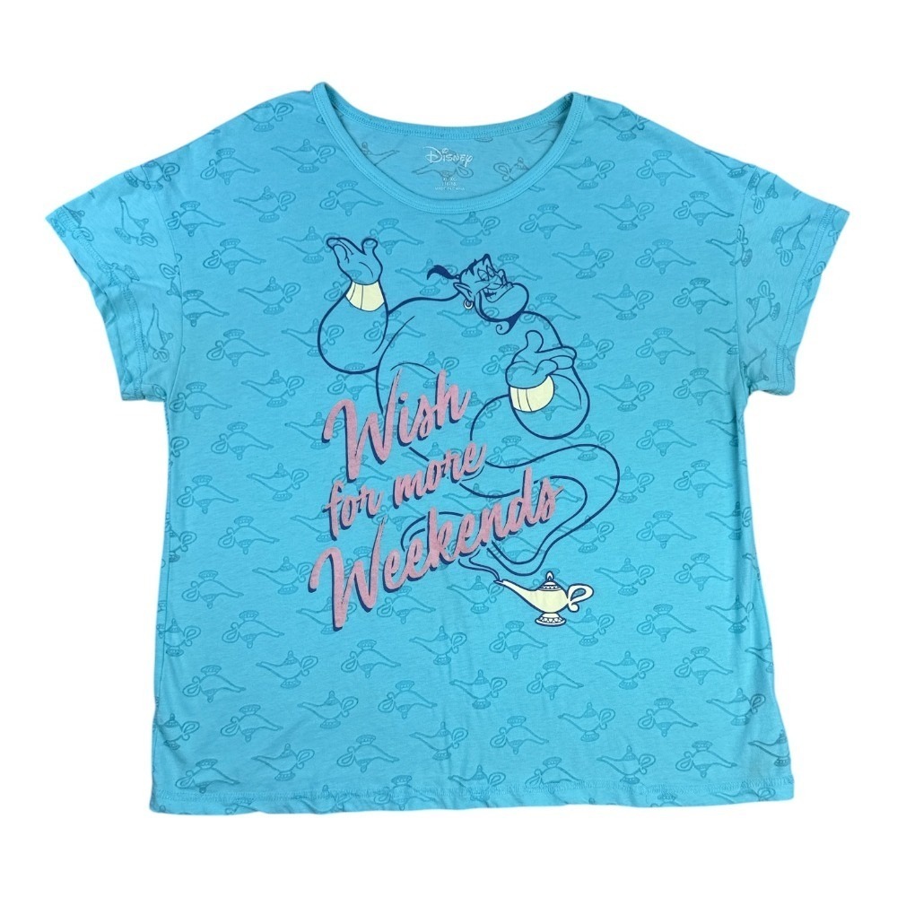 Disney Aladdin Genie Sleep Shirt XL Turquoise Wish For More Weekends Pajama Top